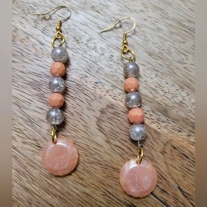HAND CRAFTED Peachy Bead Drop Earrings